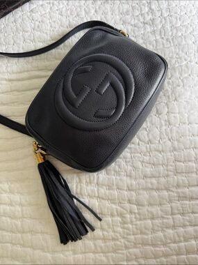 Navy (hard color to find) Soho disco GUCCI  Leather Crossbody in VG used cond